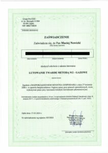 lutowanie-twarde-metoda-912-certyfikat